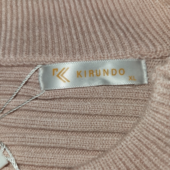 NWT Kirundo Pink Ribbed Sweater with Cutout at Neck/Shoulder  Size XL Soft Cozy - Picture 7 of 10